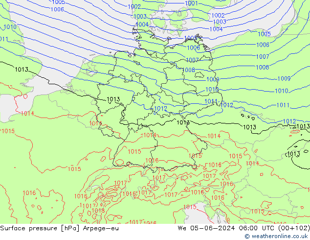 pressão do solo Arpege-eu Qua 05.06.2024 06 UTC