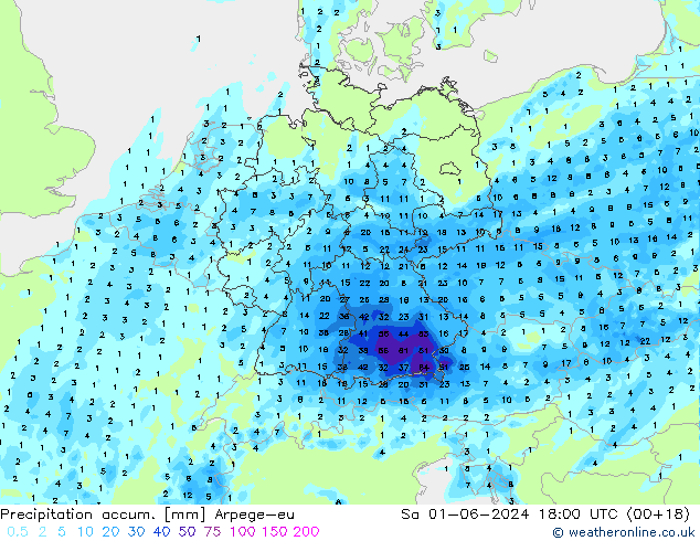 Toplam Yağış Arpege-eu Cts 01.06.2024 18 UTC