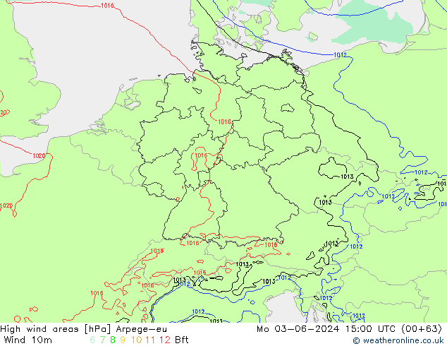 High wind areas Arpege-eu Po 03.06.2024 15 UTC
