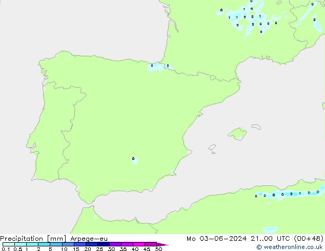 Precipitation Arpege-eu Mo 03.06.2024 00 UTC