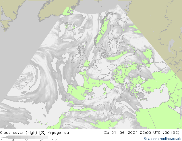 облака (средний) Arpege-eu сб 01.06.2024 06 UTC