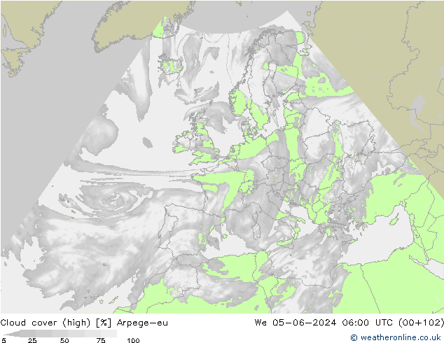 Wolken (hohe) Arpege-eu Mi 05.06.2024 06 UTC