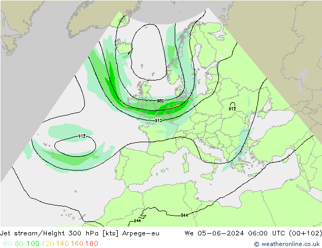 Courant-jet Arpege-eu mer 05.06.2024 06 UTC