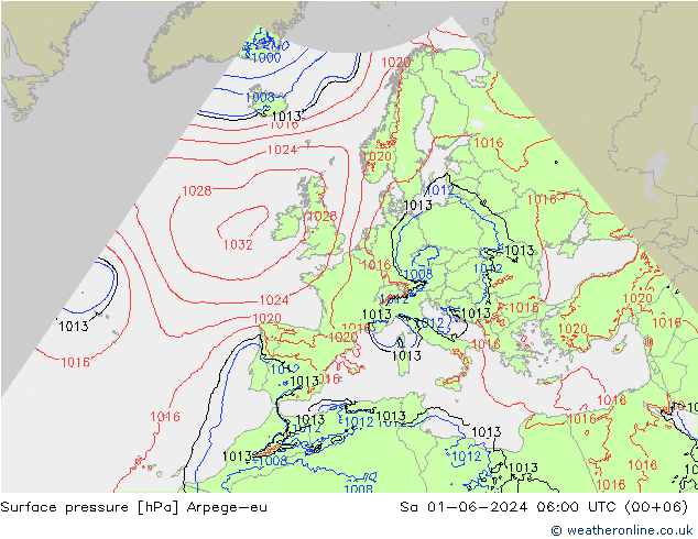 pressão do solo Arpege-eu Sáb 01.06.2024 06 UTC