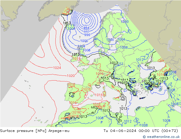 Luchtdruk (Grond) Arpege-eu di 04.06.2024 00 UTC
