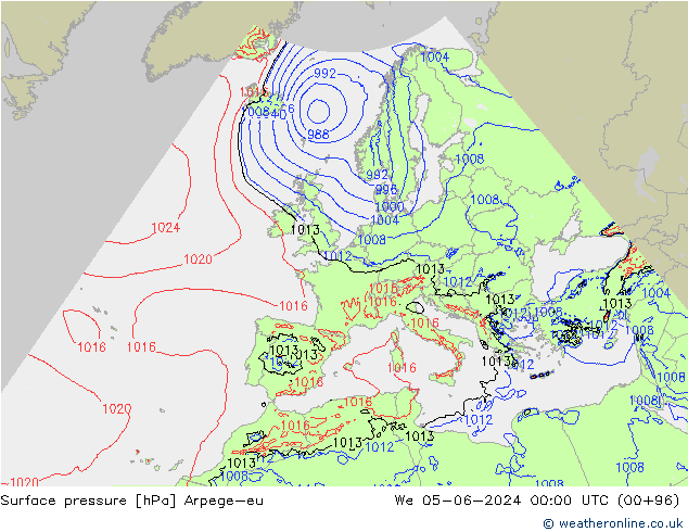 Surface pressure Arpege-eu We 05.06.2024 00 UTC