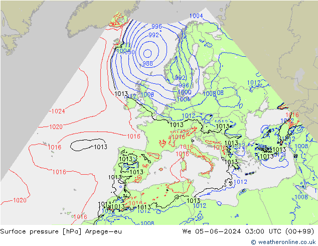 приземное давление Arpege-eu ср 05.06.2024 03 UTC