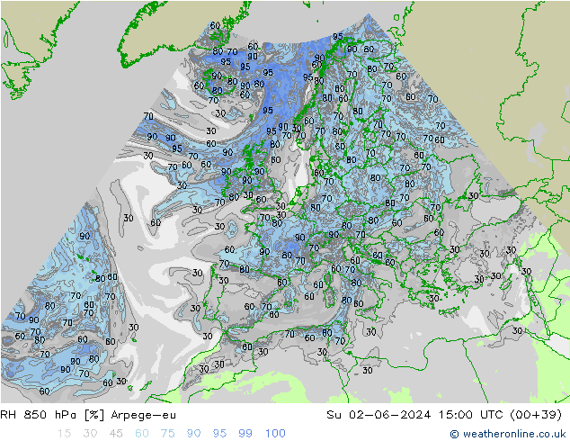 850 hPa Nispi Nem Arpege-eu Paz 02.06.2024 15 UTC