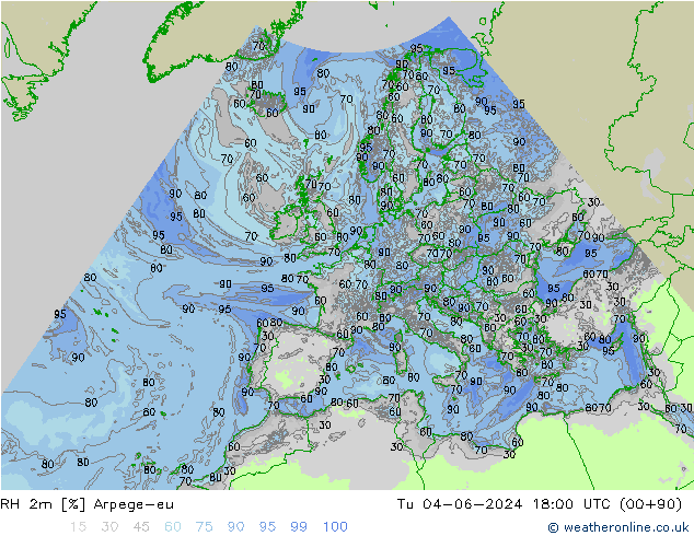 RH 2m Arpege-eu mar 04.06.2024 18 UTC