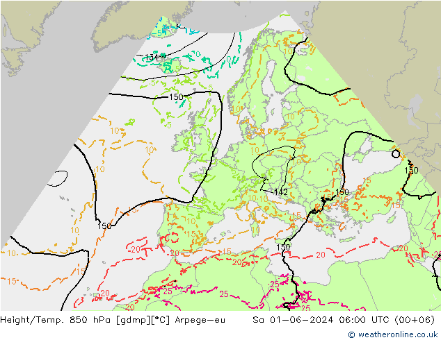 Height/Temp. 850 hPa Arpege-eu so. 01.06.2024 06 UTC