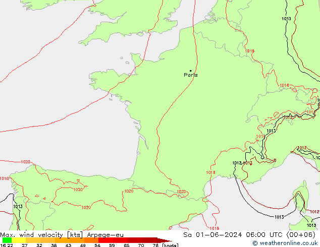 Windböen Arpege-eu Sa 01.06.2024 06 UTC