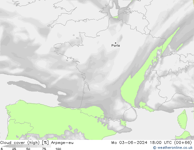 Bulutlar (yüksek) Arpege-eu Pzt 03.06.2024 18 UTC