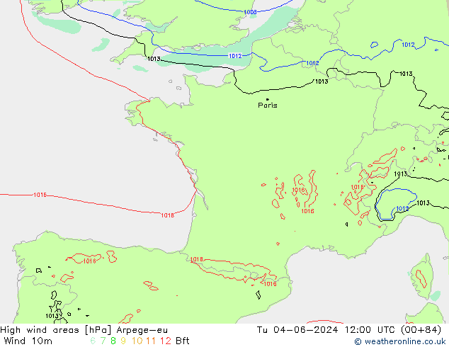 High wind areas Arpege-eu mar 04.06.2024 12 UTC