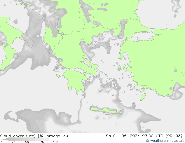 облака (низкий) Arpege-eu сб 01.06.2024 03 UTC