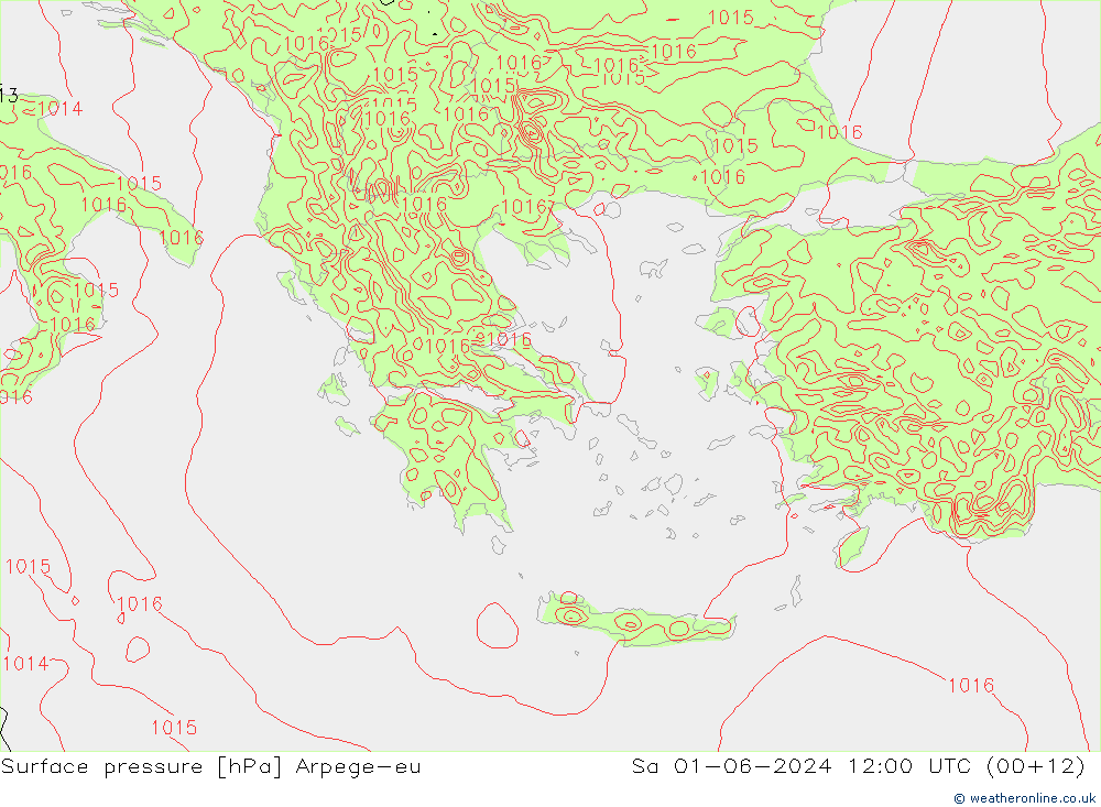 Surface pressure Arpege-eu Sa 01.06.2024 12 UTC