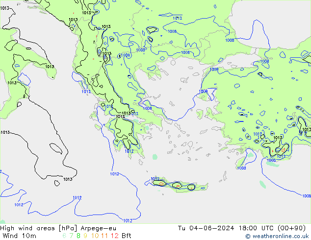 High wind areas Arpege-eu mar 04.06.2024 18 UTC