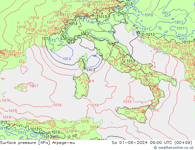 Surface pressure Arpege-eu Sa 01.06.2024 09 UTC