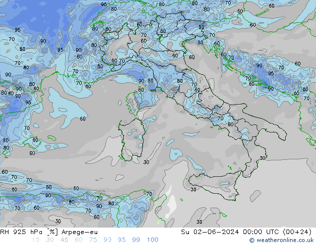 925 hPa Nispi Nem Arpege-eu Paz 02.06.2024 00 UTC