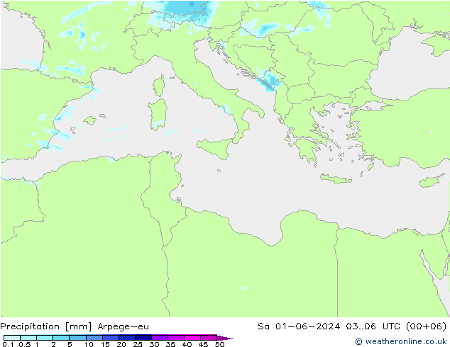 Precipitation Arpege-eu Sa 01.06.2024 06 UTC