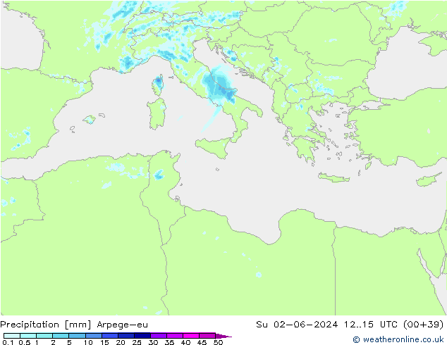 Neerslag Arpege-eu zo 02.06.2024 15 UTC