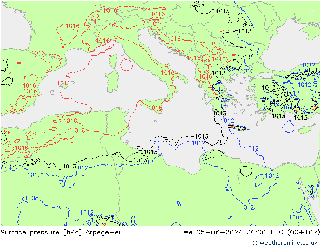 Luchtdruk (Grond) Arpege-eu wo 05.06.2024 06 UTC