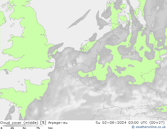 Nubes medias Arpege-eu dom 02.06.2024 03 UTC