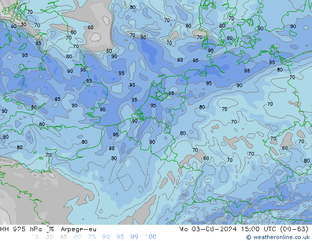 Humedad rel. 925hPa Arpege-eu lun 03.06.2024 15 UTC