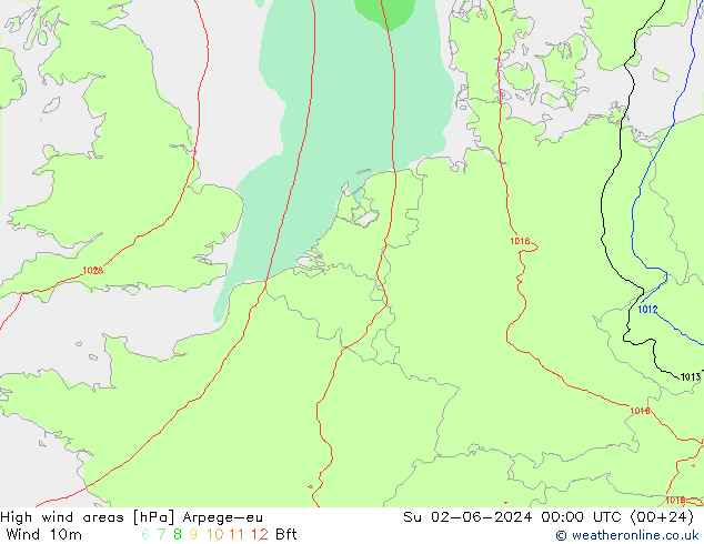 High wind areas Arpege-eu dom 02.06.2024 00 UTC