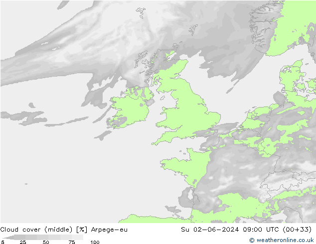 Wolken (mittel) Arpege-eu So 02.06.2024 09 UTC