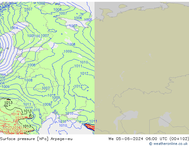 Atmosférický tlak Arpege-eu St 05.06.2024 06 UTC