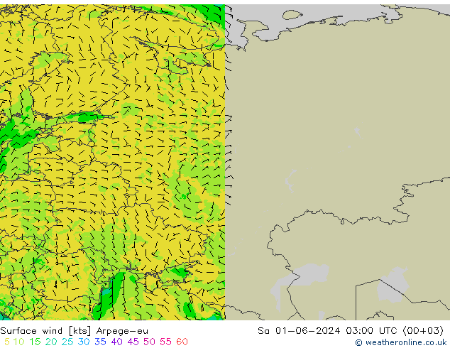 Surface wind Arpege-eu Sa 01.06.2024 03 UTC