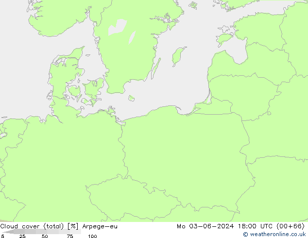 Nubi (totali) Arpege-eu lun 03.06.2024 18 UTC