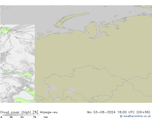 zachmurzenie (wysokie) Arpege-eu pon. 03.06.2024 18 UTC