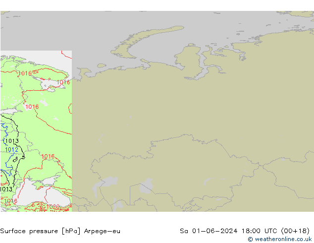Surface pressure Arpege-eu Sa 01.06.2024 18 UTC
