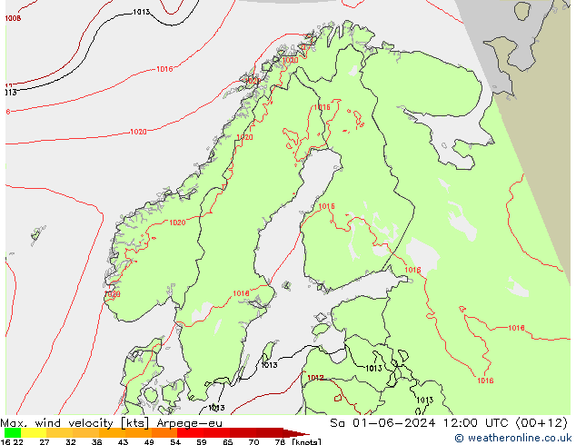 Windböen Arpege-eu Sa 01.06.2024 12 UTC