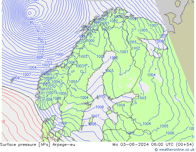 Luchtdruk (Grond) Arpege-eu ma 03.06.2024 06 UTC