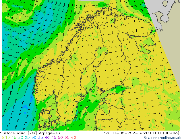 Wind 10 m Arpege-eu za 01.06.2024 03 UTC