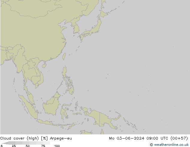 Nuages (élevé) Arpege-eu lun 03.06.2024 09 UTC