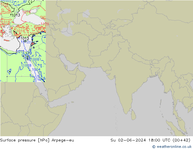 Atmosférický tlak Arpege-eu Ne 02.06.2024 18 UTC