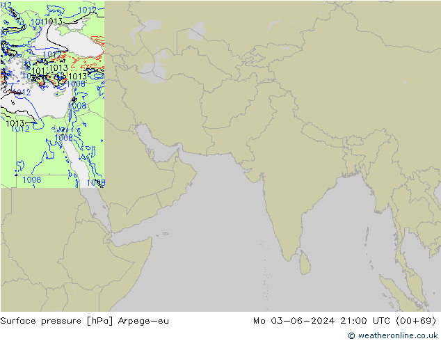 Surface pressure Arpege-eu Mo 03.06.2024 21 UTC