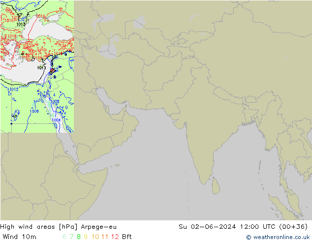 High wind areas Arpege-eu Вс 02.06.2024 12 UTC