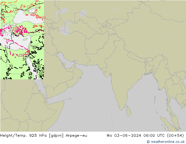 Height/Temp. 925 hPa Arpege-eu lun 03.06.2024 06 UTC