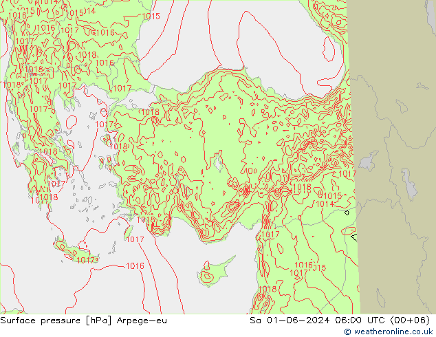 приземное давление Arpege-eu сб 01.06.2024 06 UTC