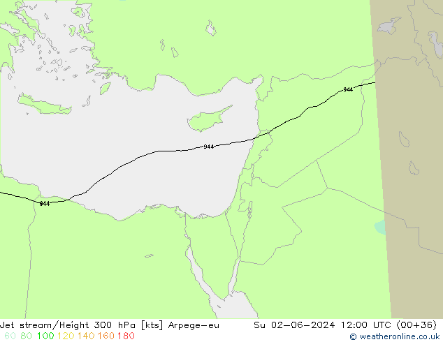 Jet stream/Height 300 hPa Arpege-eu Su 02.06.2024 12 UTC