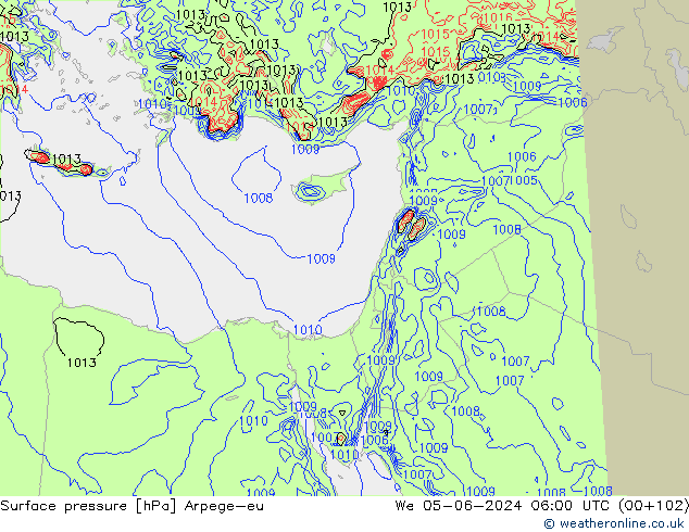 pression de l'air Arpege-eu mer 05.06.2024 06 UTC