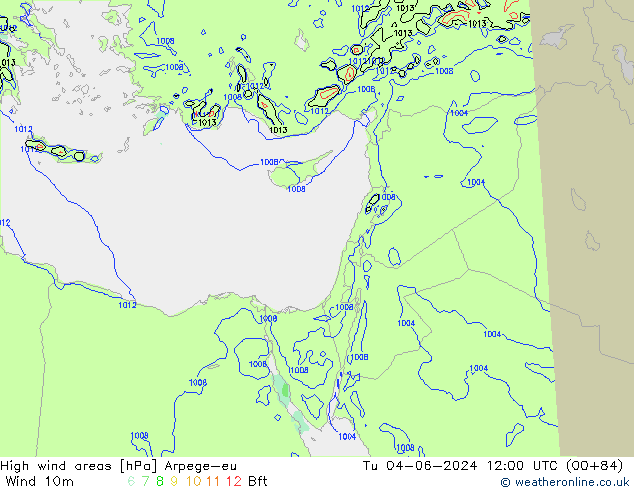 High wind areas Arpege-eu Ter 04.06.2024 12 UTC