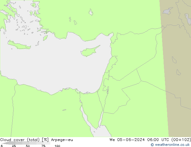 Bewolking (Totaal) Arpege-eu wo 05.06.2024 06 UTC