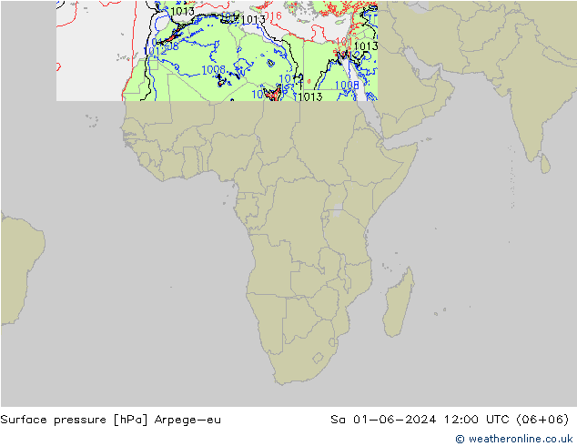 Pressione al suolo Arpege-eu sab 01.06.2024 12 UTC