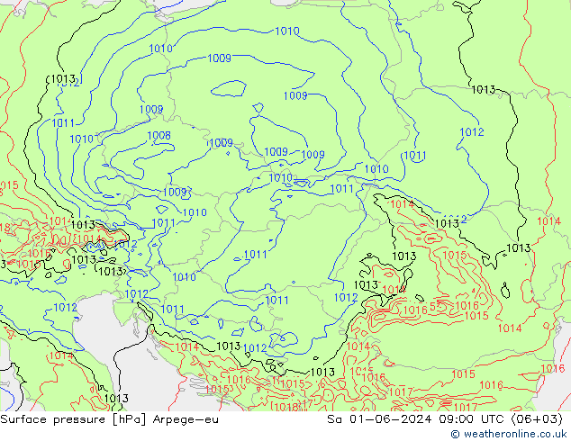 приземное давление Arpege-eu сб 01.06.2024 09 UTC