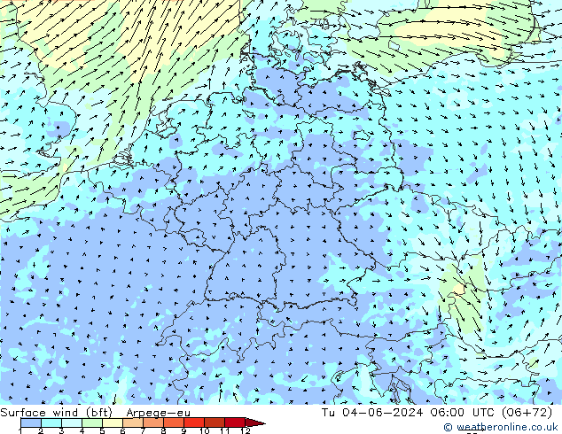  10 m (bft) Arpege-eu  04.06.2024 06 UTC